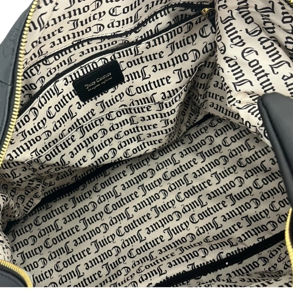 Juicy Couture Black Embossed Bag NEW Bestseller Word Play Overnighter travel bag
